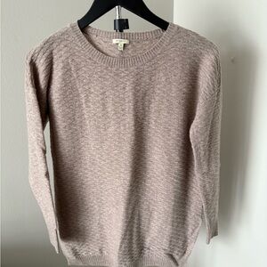 Cashmere Taupe Textured Crew Neck Sweater